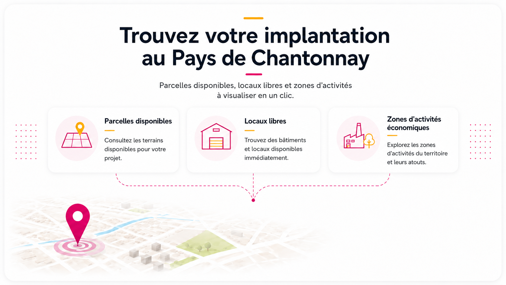 Présentation des parcelles disponibles, locaux libres et zones d’activités économiques